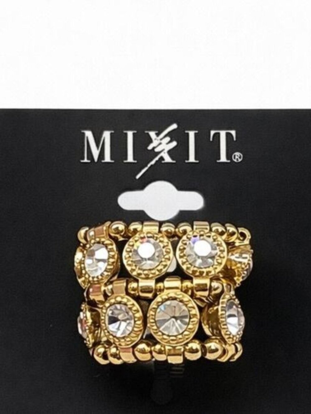 Mixit Gold Stretchable Ring with Sparkling Accents